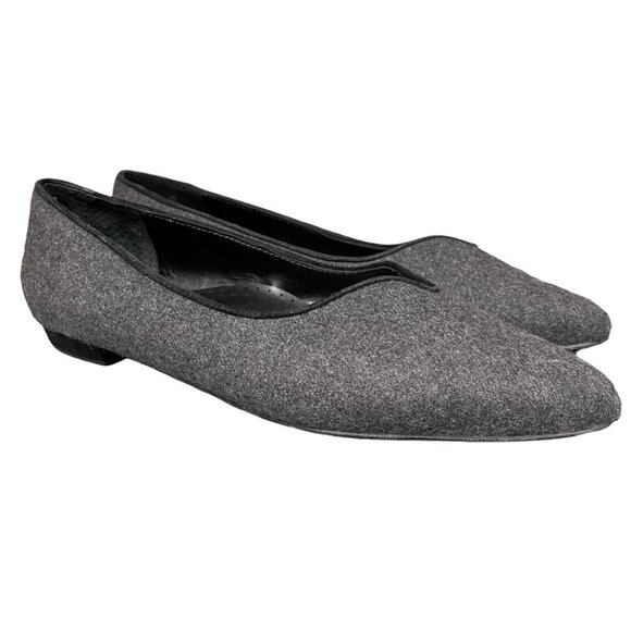 Vaneli Women's Ganet Pointed Toe Grey Flats Felt Leather Italian Made Sz 8 Wide - Picture 4 of 14